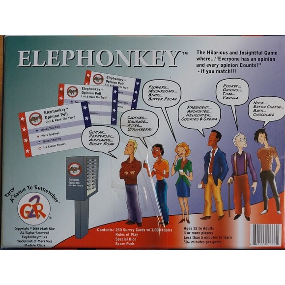 Elephonkey Party Game of Opinion Excellent Condition RARE FIND - Picture 2 of 3